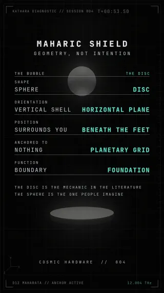 Save card, Session 004: The Maharic Shield Is A Disc, Not A Bubble