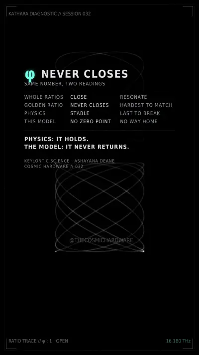 Save card, Session 032: The Ratio That Never Closes