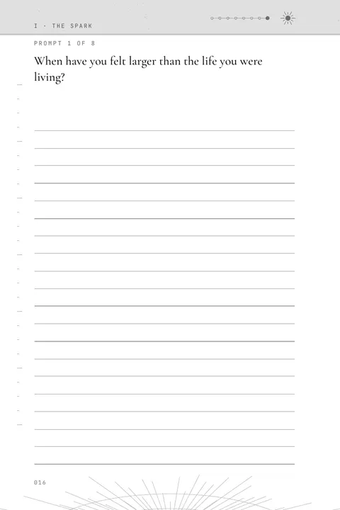 Journal page: a writing prompt with lined space