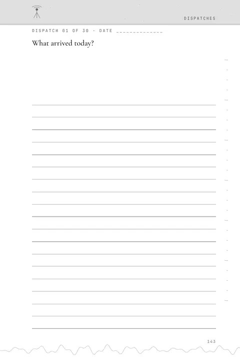Journal page: Dispatch 01 of 30